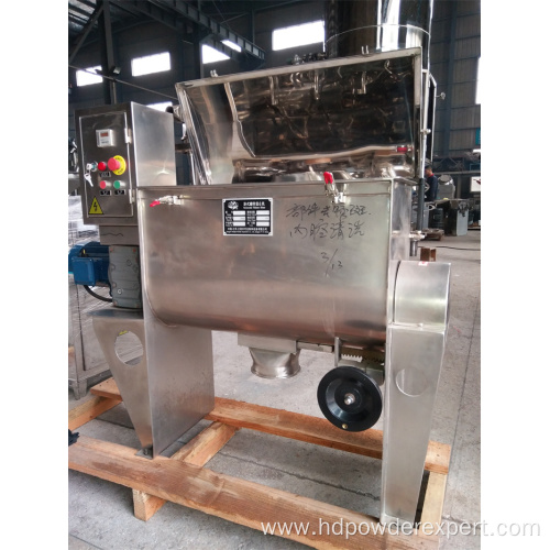 Horizontal industrial powder and liquid ribbon mixer machine